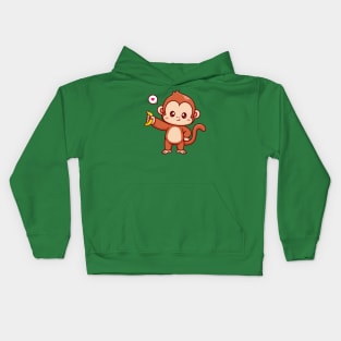 Cute Monkey Holding Banana Cartoon Kids Hoodie